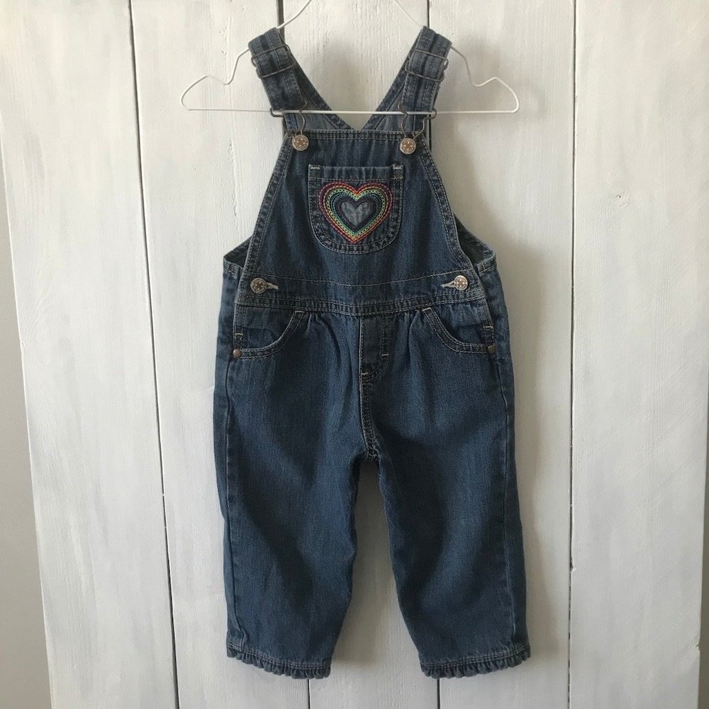 OshKosh Overalls Rainbow Pocket, Vestback Overalls, Baby Overalls, 12 M